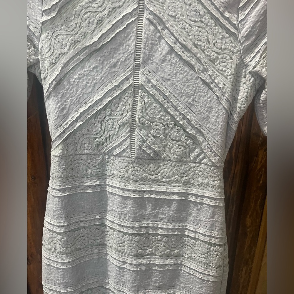 Bella Ella Boutique Light Grey Lace Sheath Dress - Small - Romantic Cottagecore - Picture 5 of 6
